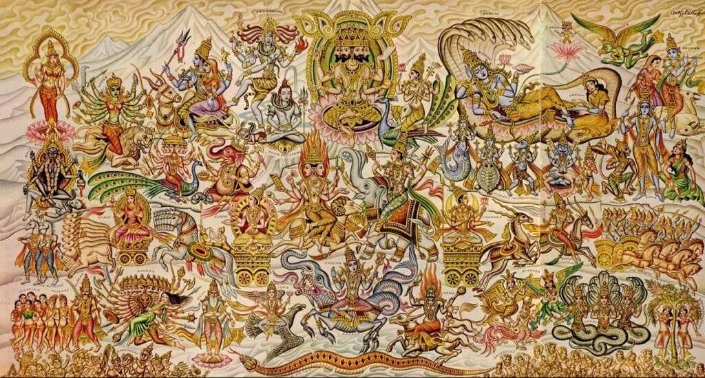 Пантеон богов индуизма. Изображение: glorioushinduism.com