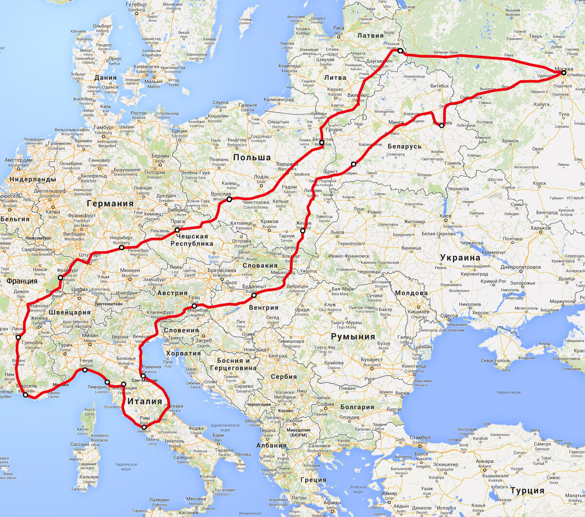 Карта автопутешествий по россии