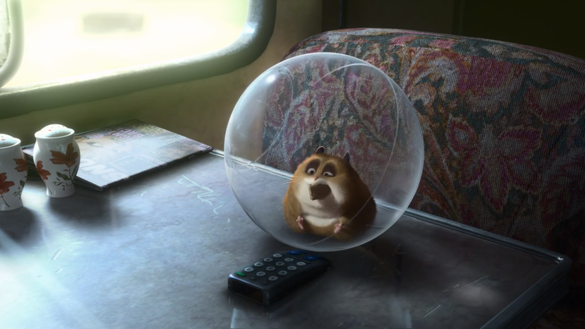 Хомяк Рино - фанат Вольта, увязавшийся за ним посл встречи