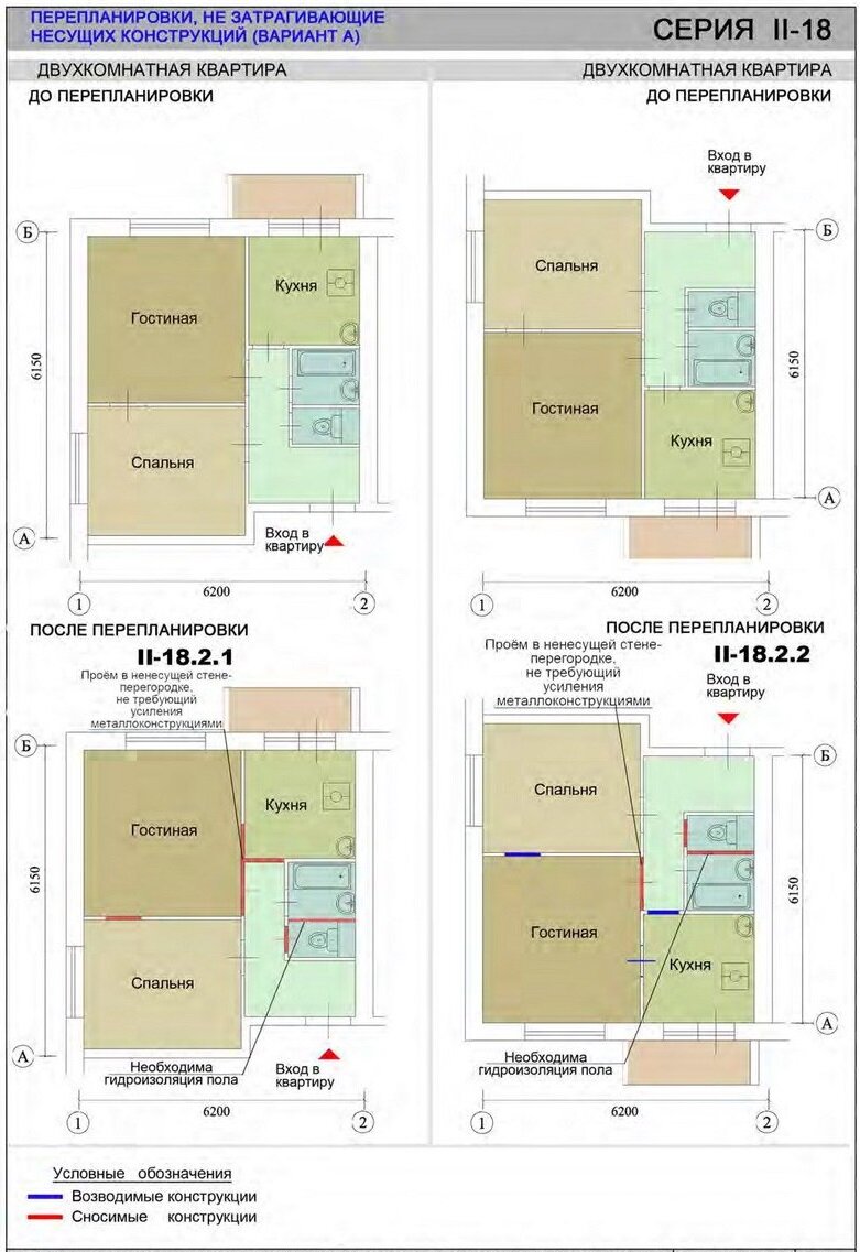 Серия дома II-18/12 перепланировка двушки