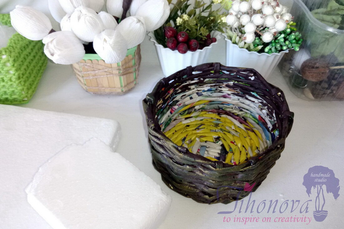 Crepe Paper Basket DIY / Как сделать Корзинку из гофрированной бумаги