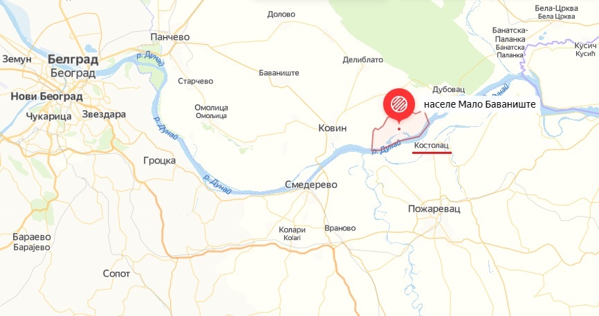 Расположение карьера на карте Сербии