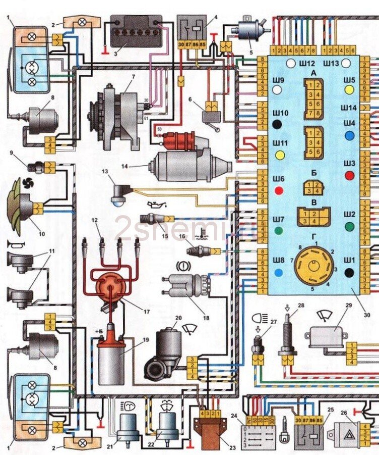 Электрическая Схема Проводки ВАЗ-2107 Для Ремонта Своими Руками.