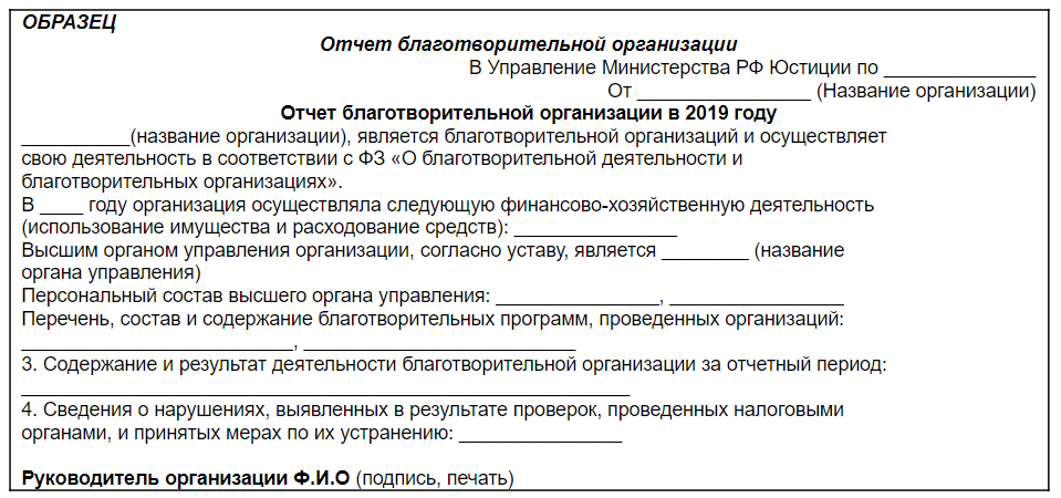 Форма отчета некоммерческие организации