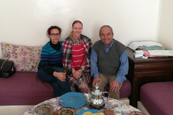 С семьей нашего хоста Амина в Касабланке за завтраком