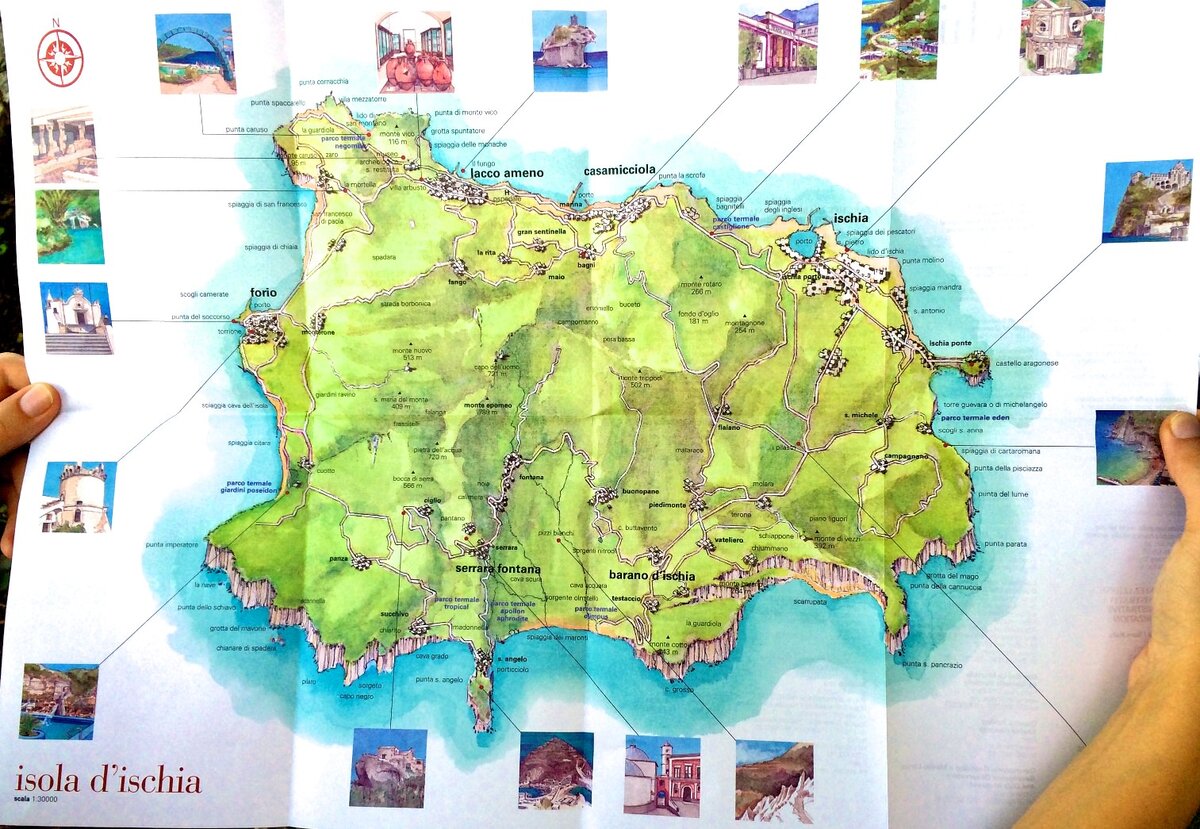 Туристическая карта островка Искья.