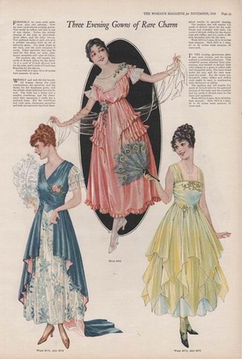 Короткие вечерние платья, 1916 год. 