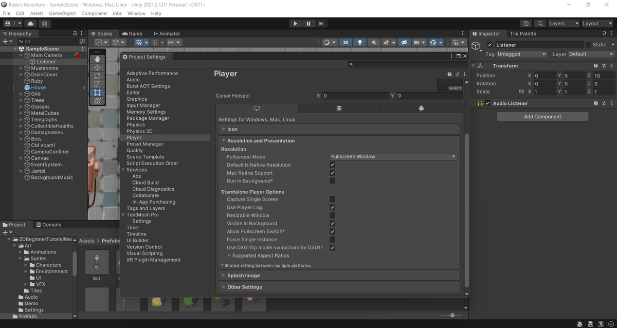 Раздел Resolution and Presentation 