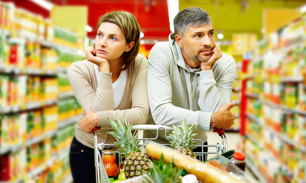 Когда набрал целую корзину еды и понял, что денег не хватит