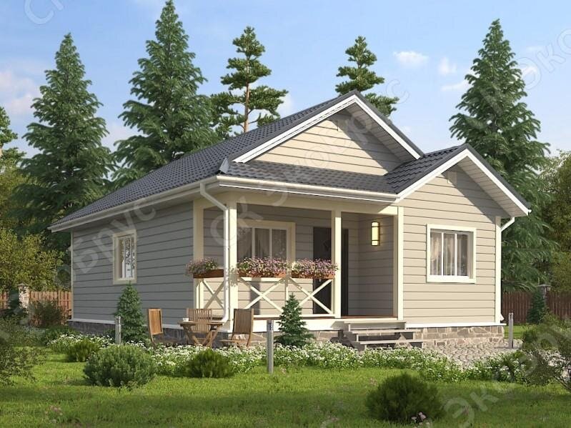 Рисунок 1. Проект одноэтажного каркасного дома Карелия 2020 Д-16