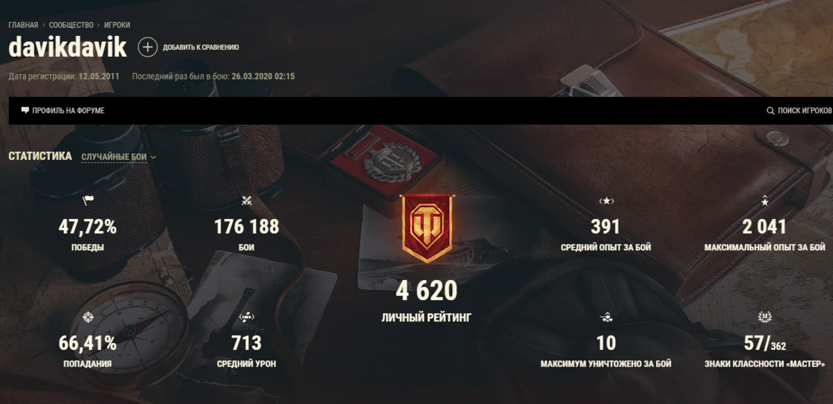 Ссылка на профиль этого игрока игрока: 
https://worldoftanks.ru/ru/community/accounts/2073211-davikdavik/