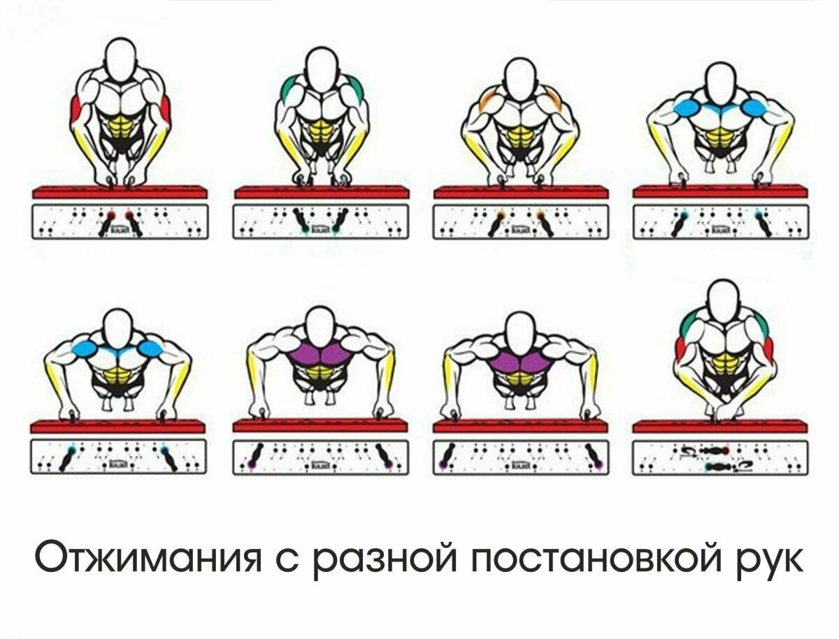 Упражнения с упорами для отжиманий для груди