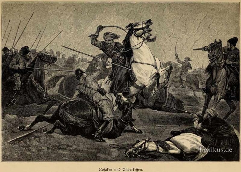 Казаки и черкесы (Б. фон Лангкавель, 1832).