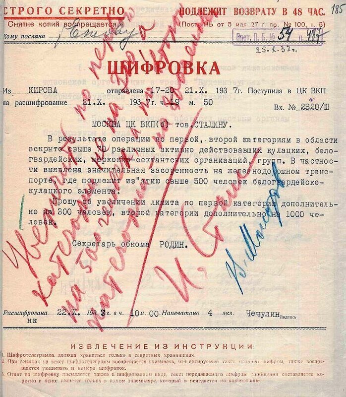   Шифровка с резолюцией Сталина источник www.forum-tvs.ru