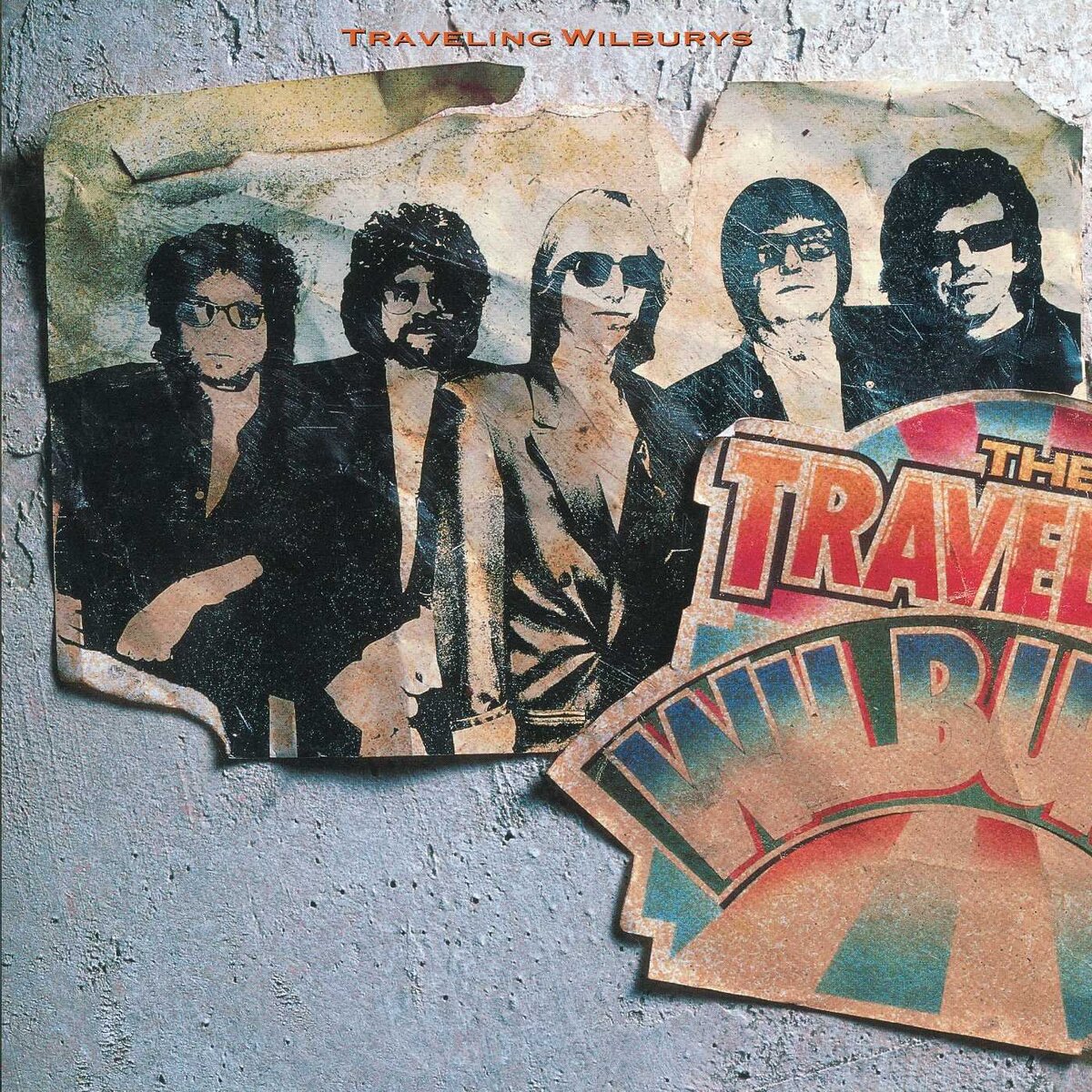 Обложка альбома Traveling Wilburys Vol. 1 (1988) со всеми звёздами.