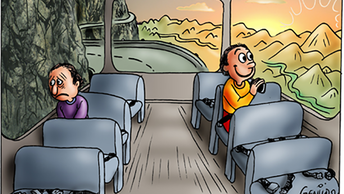 Два 8 лет после создания стала популярным мемом пассажира автобуса  карикатура бразильского художника спустя