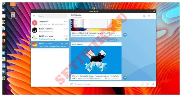 Скриншот установленного Telegram на Ubuntu