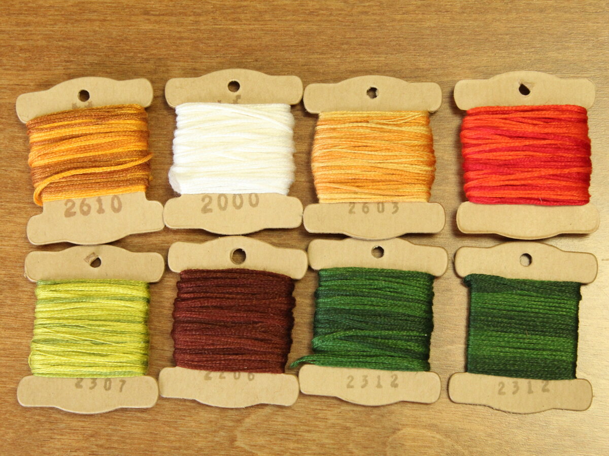 Цвета мулине секционного окрашивания от Совиного Леса, набор для вышивания схемы "Каштан".