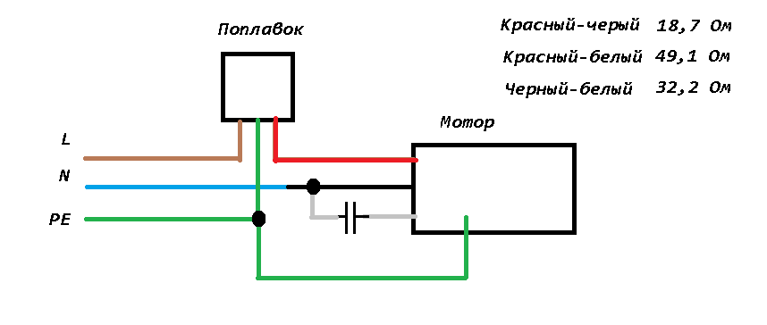 Как подключить насос с тремя проводами Подключение насоса через конденсатор