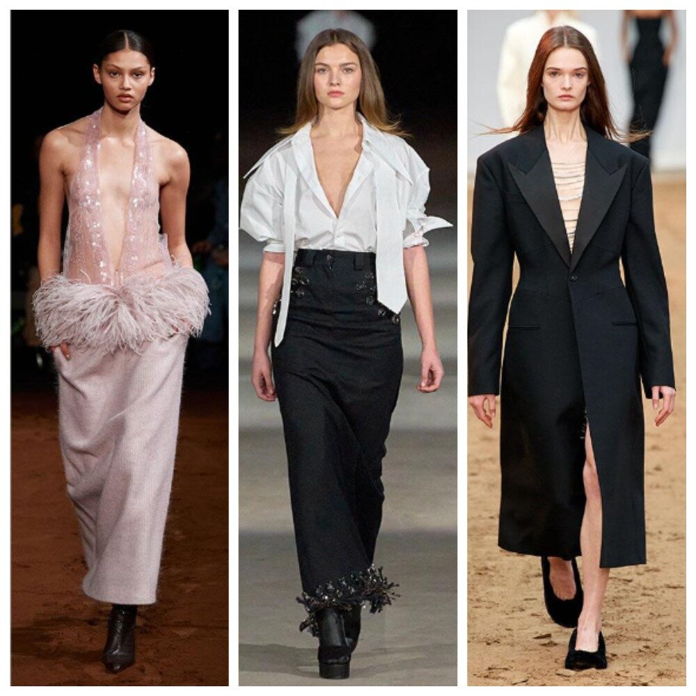 Один из самых женственных трендов осень-зима 2023/24: треугольный вырез