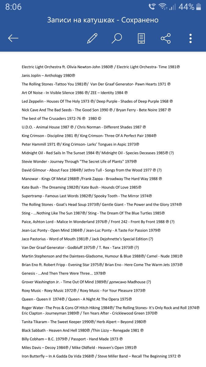 Не полный список. Пока.