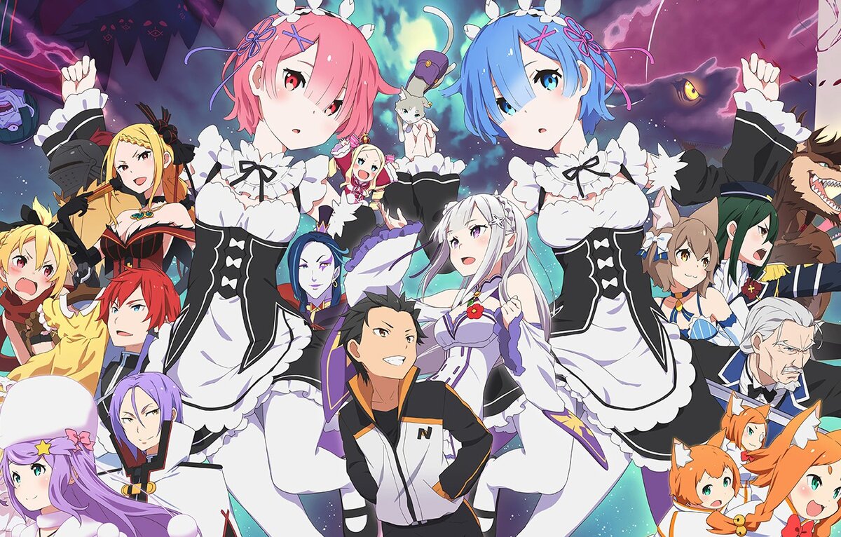  5 МЕСТО:  Re:Zero. Жизнь с нуля в альтернативном мире.      Re:Zero не шедевр. Но это вовсе не плохое аниме. Да, у него много неадекватных фанатов. Его везде форсят и по сей день.-2