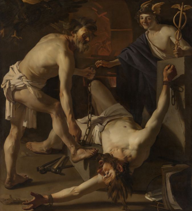 Дирк ван Бабюрен. Вулкан, сковывающий цепями Прометея. 1623