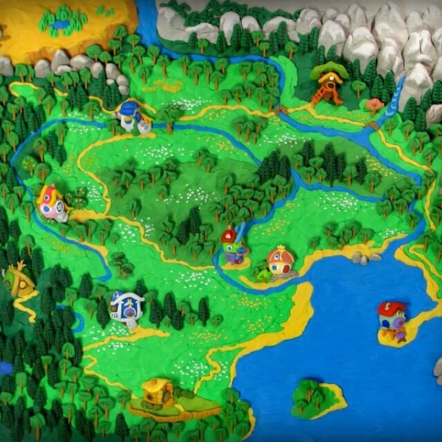 Карта Страны Смешариков. (Здесь изображены дома всех 9 ОСНОВНЫХ персонажей мультсериала)