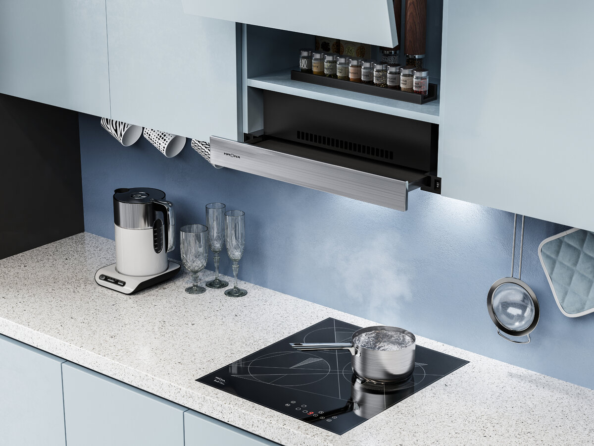 Электрическая варочная панель KRONA FIDATO 45 BL, вытяжка KRONA KAMILLA