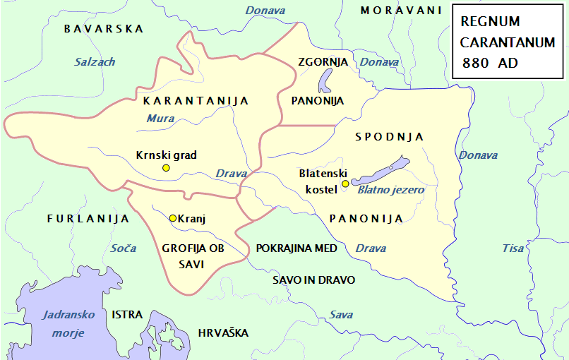 Карта Карантании 880 года  