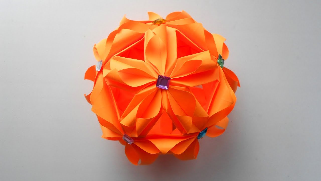 Цветочный шар оригами из бумаги своими руками