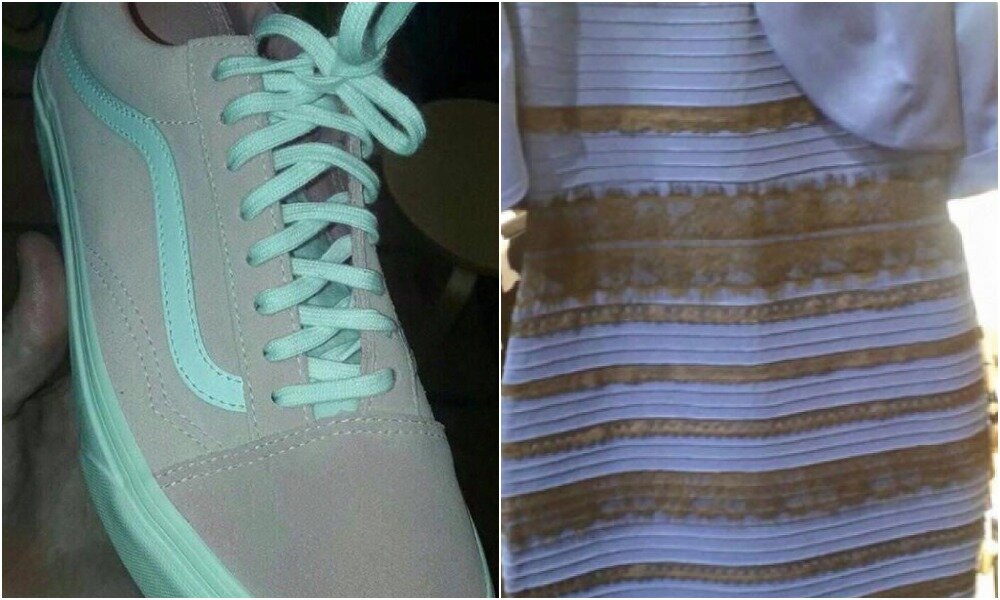 Какой цвет Вы видите у этого ботинка и платья? У всех по разному!