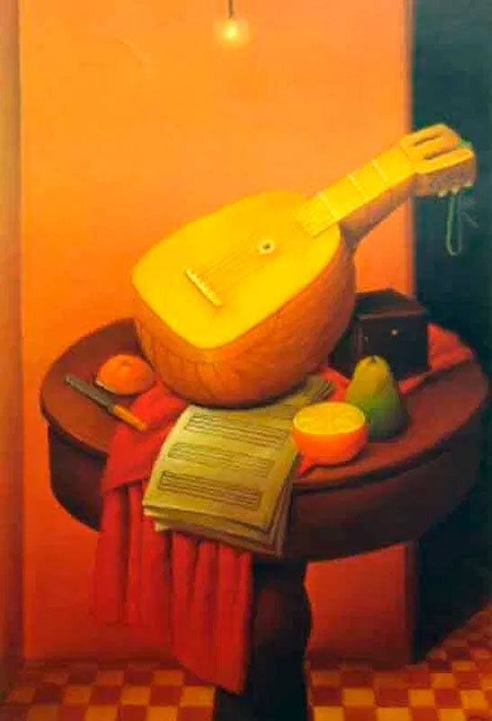 Фернандо Ботеро. Натюрморт с мандолиной, 1955
