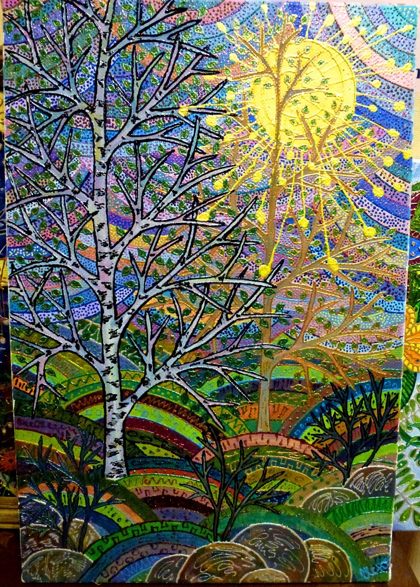 Фото автора. Авторская работа холст, масло, контуры, "Весна Зенарт"