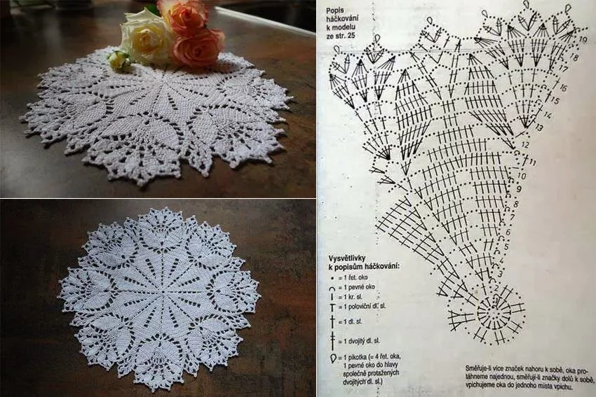 Ажурные салфетки крючком. Схемы