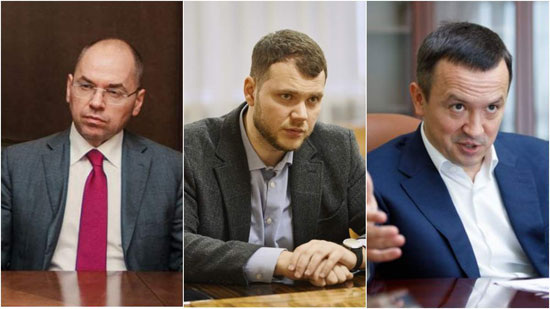 Уволенные украинские министры (слева направо) Максим Степанов, Владислав Криклий, Игорь Петрашко