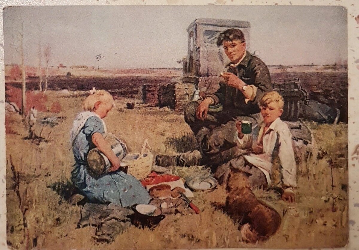 Картины обед в поле