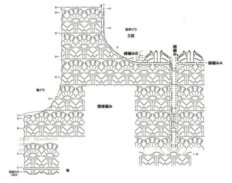 Азиатские кофточки крючком со схемами
