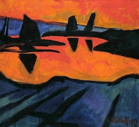 Шмидт-Ротлуф.  Ватт бей Эббе [Грязь во время отлива]. 1912.