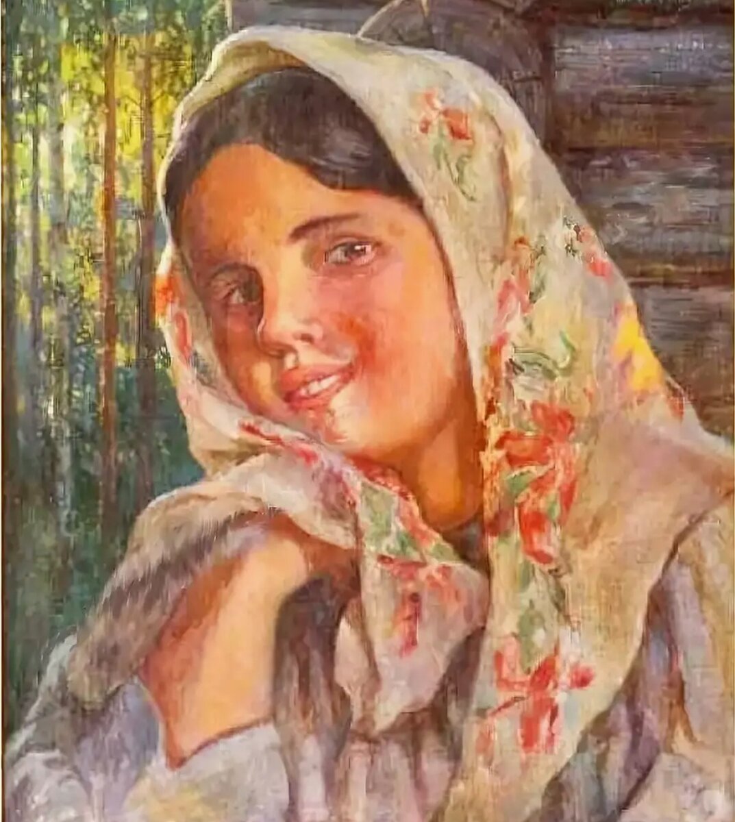 Федот Сычков портрет женщины с зонтиком 1903