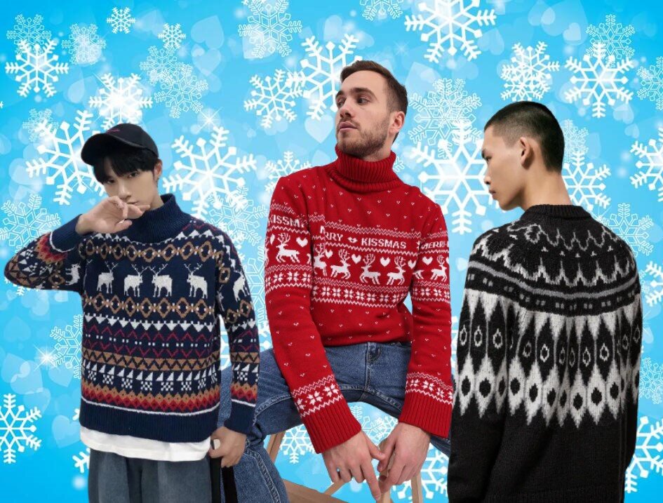 Мужские новогодние свитеры с узором фэйр-айл