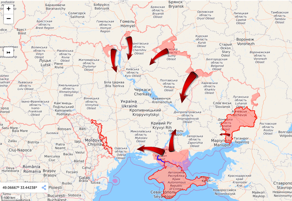 Карта украины с городами боевые действия