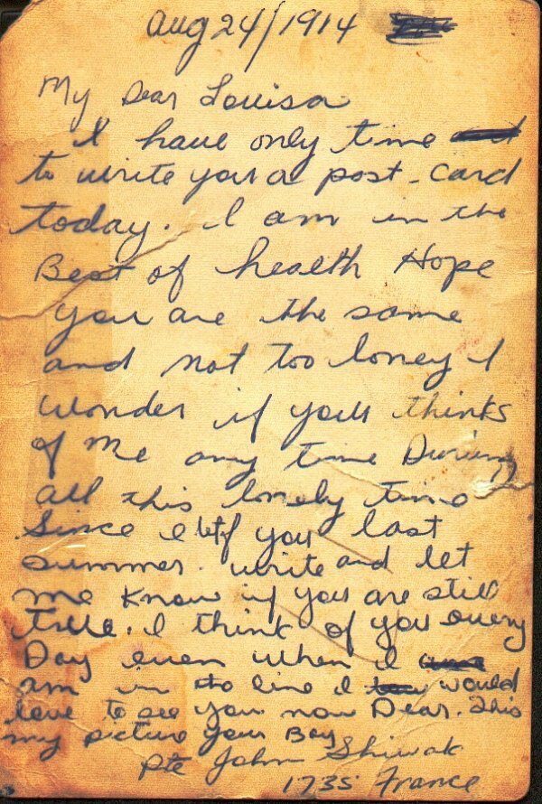 Письмо к Луизе. Написано с ошибками, включая неправильный год.