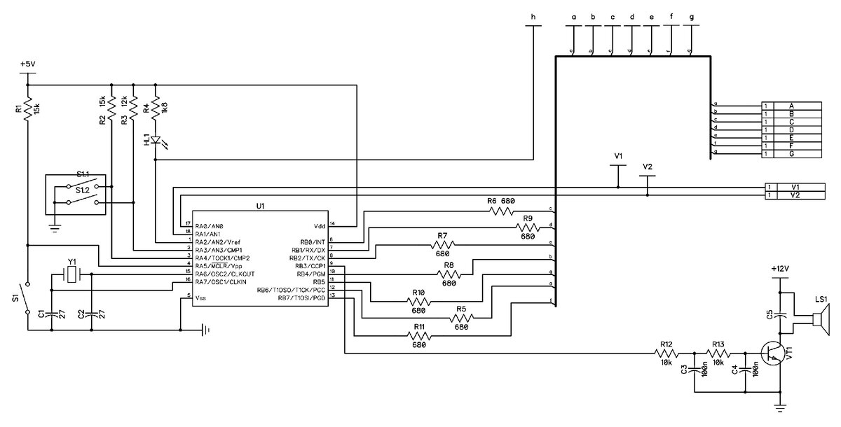 Рис.1 Принципиальная схема таймера с энкодером