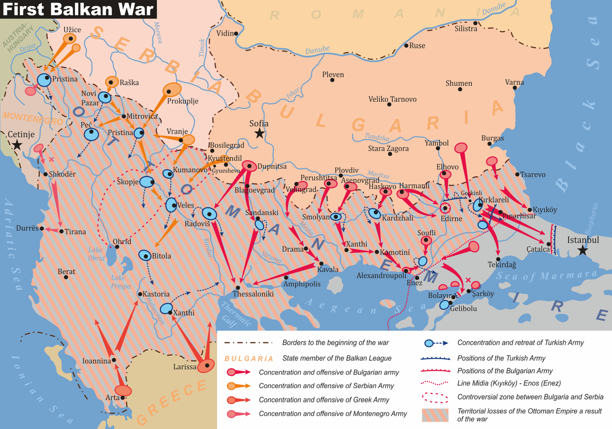 Первая балканская война карта