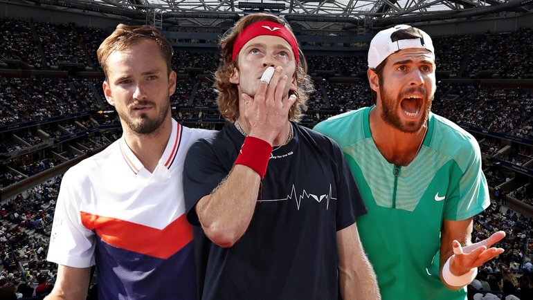    Даниил Медведев, Андрей Рублев и Карен Хачанов.