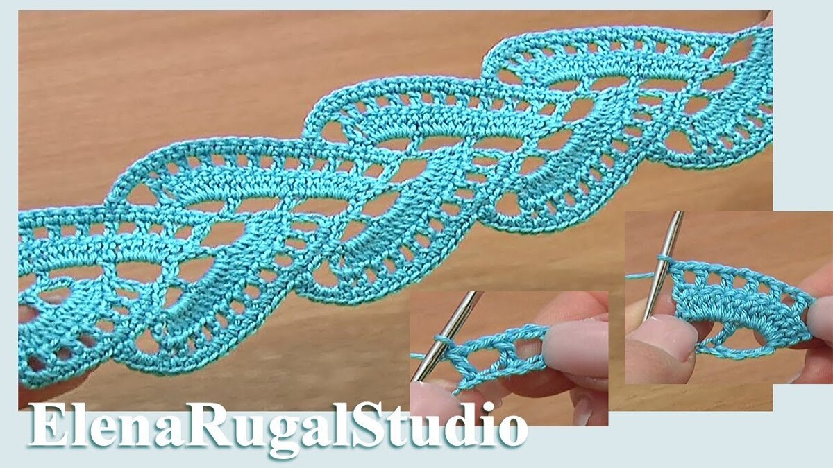 Связанная ажурная лента в технике ленточного кружева