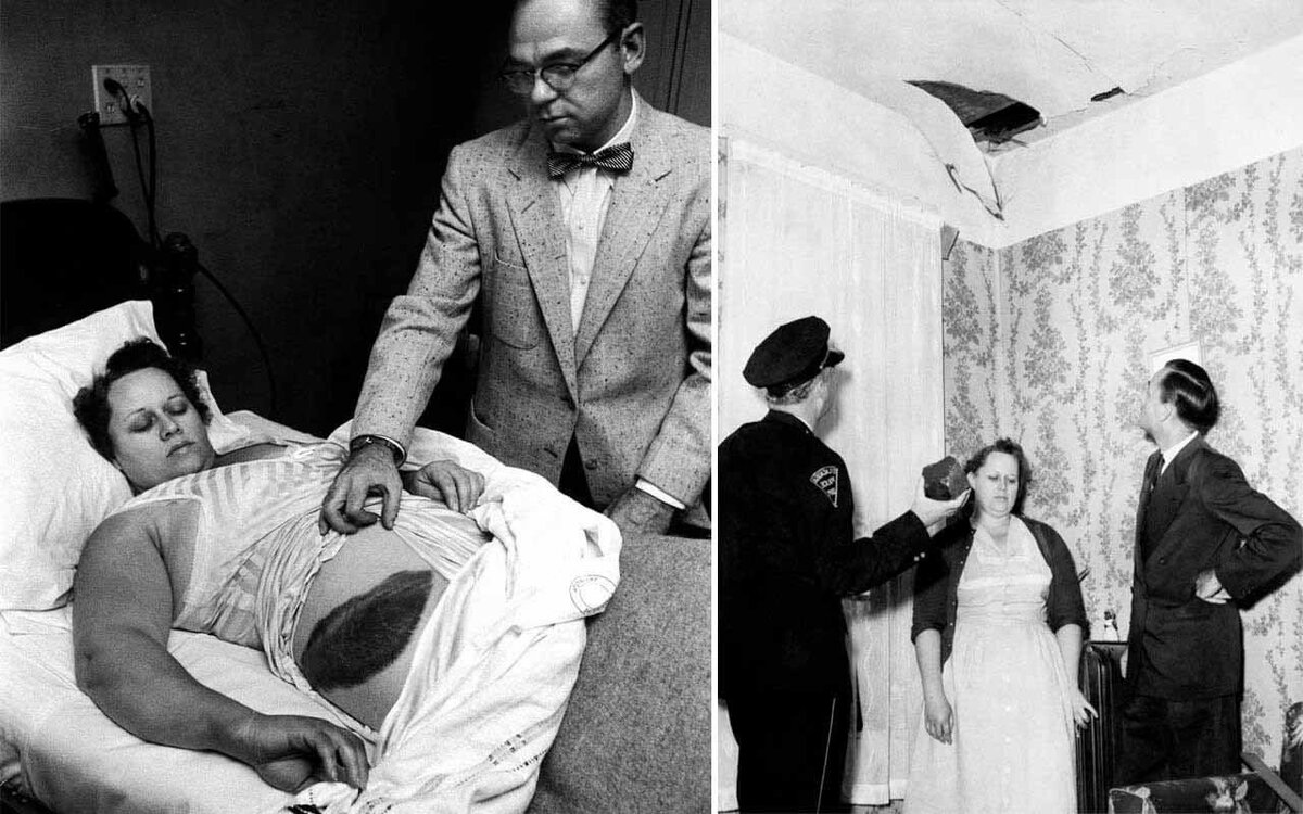 Энн Ходжес у себя дома после попадания в неё метеорита