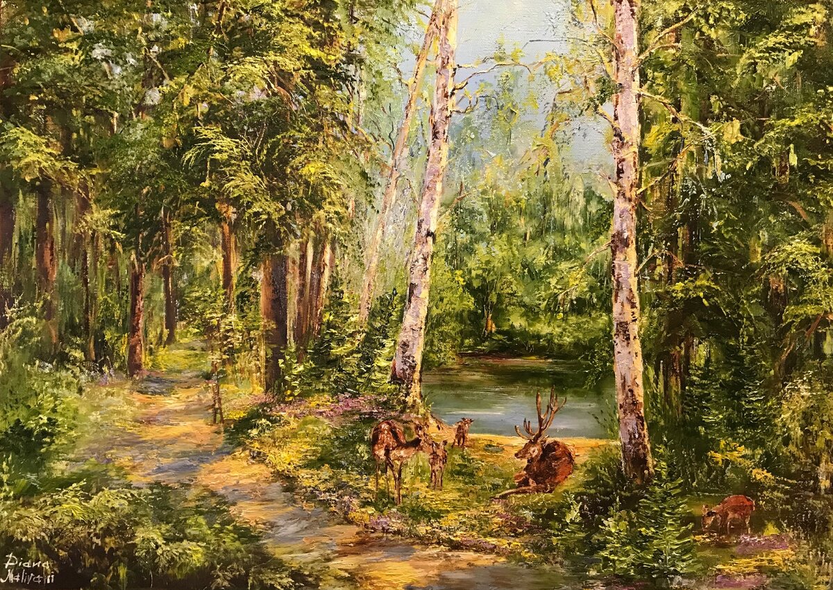 "У озера" (50/70 см, холст/масло, 2019 г.) - Художник Диана Маливани