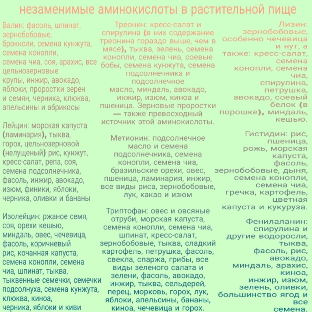 незаменимые аминокислоты в растительной пище.